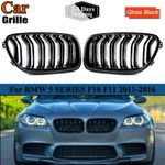 FOR BMW 5 SERIES F10 F11 10-16 FRONT KIDNEY GRILLE GRILL GLOSS BLACK TWIN SLAT