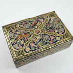 CWS Biscuits Tin Vintage Exotic Birds Cobalt Blue Gold Floral Hinged Lid