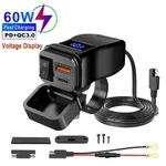 Dual Waterproof USB Port Motorbike Motorcycle Charger Socket Black Power-Adapter