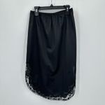 Vtg Slip Skirt Womens S Black Floral Lace Lingerie Grunge Side Slits Union Made