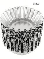 20pcs Aluminium Egg Tart Moulds Reusable Mini Baking Cups Muffin Cupcake Liners