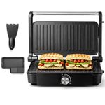 Panini Press Grill With Temperature Control Knob 180 Degree Opening 1200W