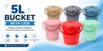 BH  | 5 Litres Small Plastic Bucket with Lid Handle Household Bucket - Pack of 2