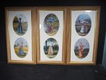 3 Vintage Framed Prints "Ladies Period Dressed Playing  Golfer" - 47cm x 24cm