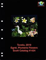 $13.00 Scott Value - 2019 TUVALU Plumeria Flowers s/s Egret Bird CV MNH NH UMM