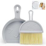 Mini Dustpan and Brush, Broom Set for Dust, Dirt Crumbs Grey
