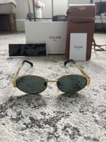 CELINE Triomphe Women's Sunglasses CL40235U Gold/Green Oval Frame with Case