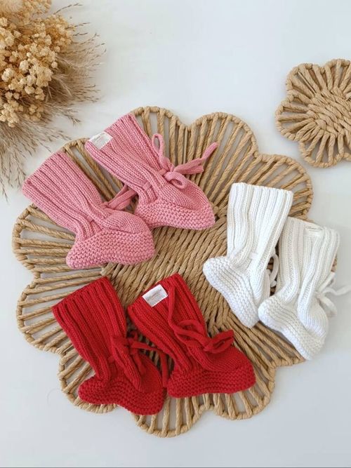 Red, Pink or White Knit Baby Bow Headband Topknot, 0-3m, 100% Organic Cotton — image 6