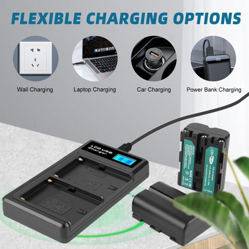 2x NP-FM500H Battery +Charger For Sony DSLR/SLT A58 A57 A350 A500 A100 A200 A300 — image 2