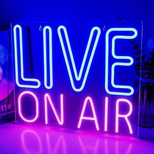Looklight Live On Air Neon Sign Blue Pink Letters Led Neon Light On Air Sign