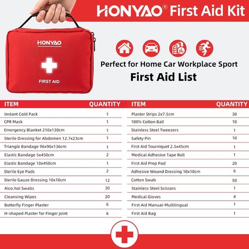 First Aid Kit 220 Pcs, First Aid Bag with Premium Waterproof Nylon Shell — image 5