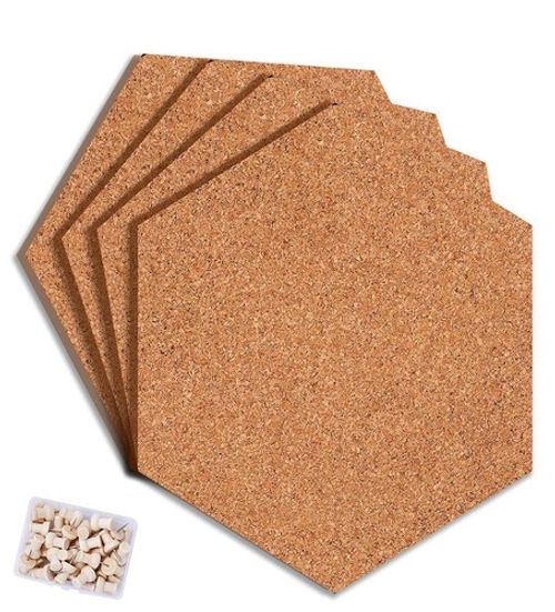 Pin Cork board Hex Tiles Mini Wall Bulletin Notice Boards | Self Adhesive Sticky