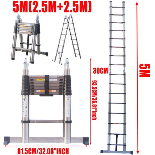 Telescopic Loft Ladder Extendable Collapsible Step Ladders Foldable Heavy Duty — image 2