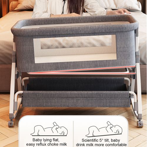 Baby Bedside Crib Sleeper Bassinet Height-adjustable Newborn Cot With Mattress — image 15