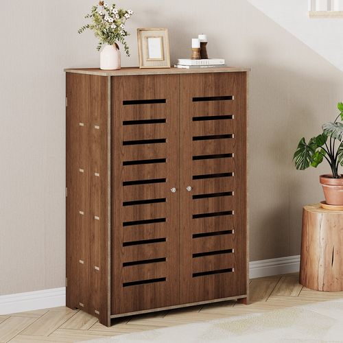 Shoe Cabinet Storage Cupboard Footwear Stand Rack Wooden Double Doors UK — image 13