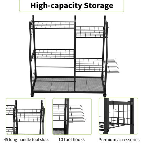 Heavy Duty Garden Tool Organizer Metal Yard Tools Rack for Garage Shed Storage — image 9