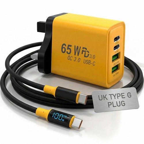 65W GaN USB-C Charging Adapter With 2M 100W Digital Cable 4-Port Fast Charging