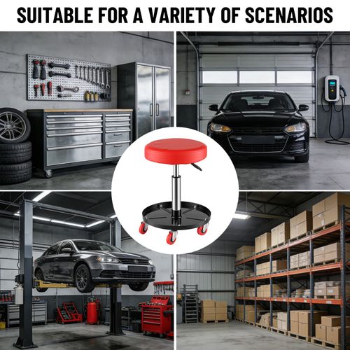 Rolling Mechanic Stool Adjustable Garage Seat 330 lbs Load with Wheels — image 6