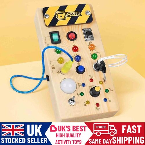 Montessori Busy Board Sensory Travel Activity Toys Wooden With LED Light Switch — image 1