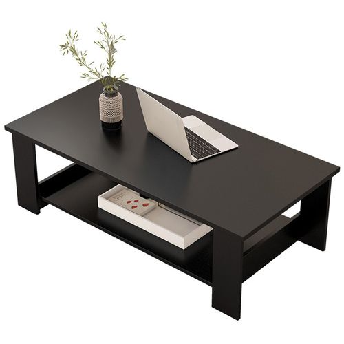 Modern Coffee Table Living Room Tea Side End Desk With Lower Storage Shelf Black — image 3