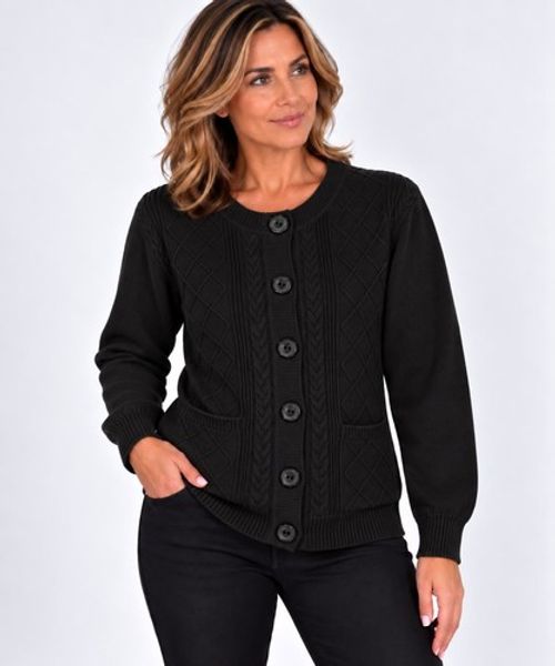 Ladies Knitted Cardigan Cable Knit Button Front Pockets Soft Warm Jumper New UK