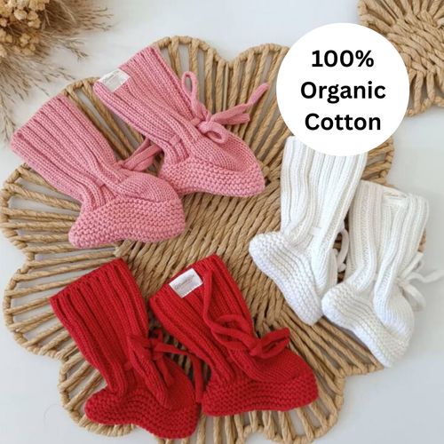 Red, Pink or White Knit Baby Bow Headband Topknot, 0-3m, 100% Organic Cotton — image 4