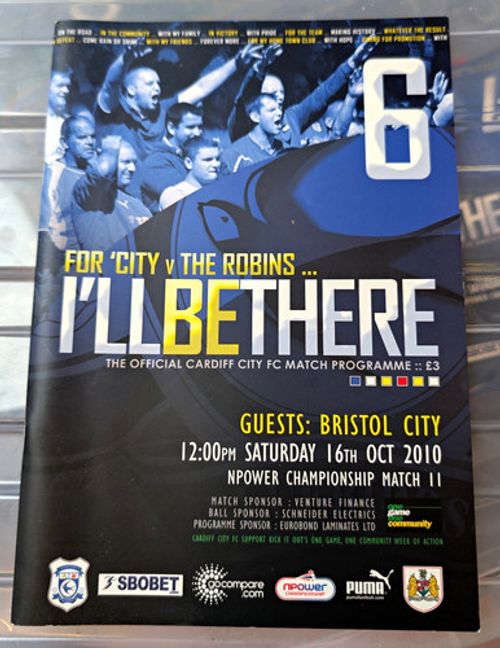 Cardiff City v Bristol City Official Matchday Programme Championship 16 Oct 2010