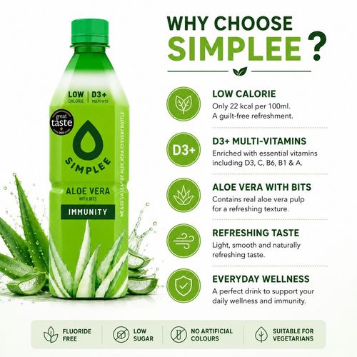 SIMPLEE Aloe Vera Drink Juice With Bits Immunity Drinks 500ml (Pack of 12) — image 9