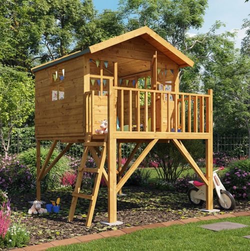 Wooden Outdoor Children Playhouse Tower 6x5 Kids Garden Wendyhouse with Ladder — image 3