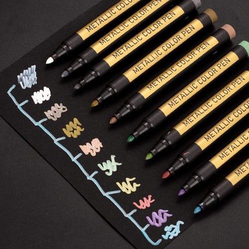 Metallic Marker Pens for Paper Card Making DIY Photo Album Marker Pen 10pc set