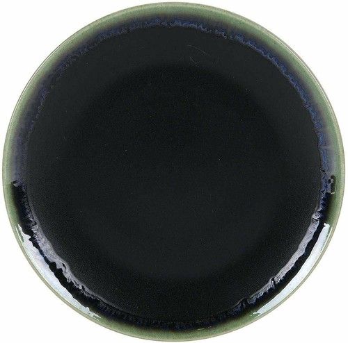 6x MUGA stoneware  Round DINNER PLATES 26cm black/green/blue