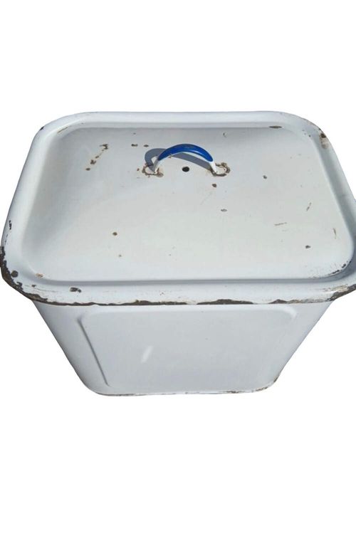 Large White Vintage enamel bread bin Country Kitchen Storage — image 3