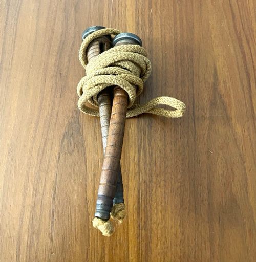 1930s-40s Antique Childs Skipping Rope with Wooden Handles. Collectors items