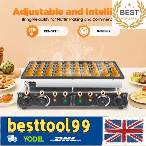 Commercial Electric 50* Mini Dutch Pancake Nonstick Waffle Maker Machine 1700W