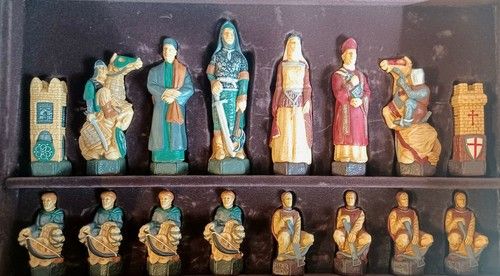 Chess Studio Anne Carlton. Crusaders Hand Painted by SAC Vintage boxed No board.