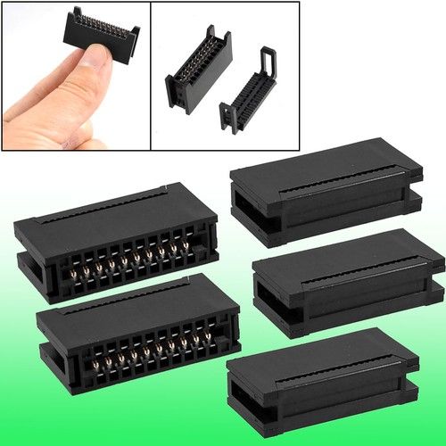 5 Pcs 20 Pin 2.54mm Pitch IDC Type Card Edge Slot Connector CE-20P Black