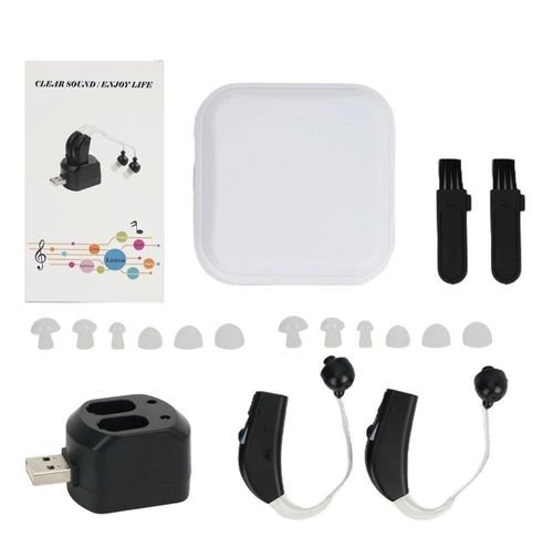 2 Hearing Aids Rechargeable BTE Sound Device Hearing Amplifier With 12 Ear Tips — image 3