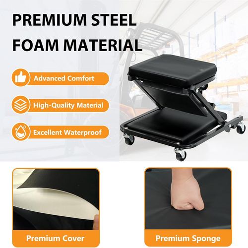 2 In 1 Mechanics Creeper Trolley Stool Workshop Padded Car Auto Workshop Garage — image 3
