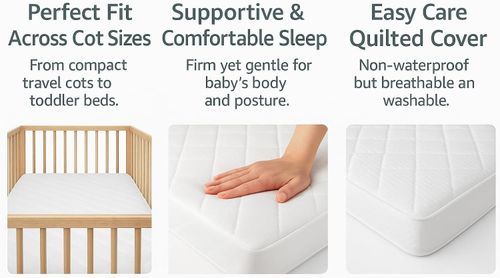 Toddler Eco Fiber Cot Bed Mattress 120x60x10cm Firm Foam Anti Allergy UK Made — image 5