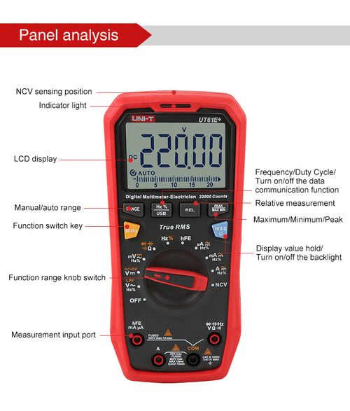 UNI-T TRUE RMS Digital Multimeter AC DC Amp Voltmeter LPF Cap Freq Tester UT61E+ — image 4