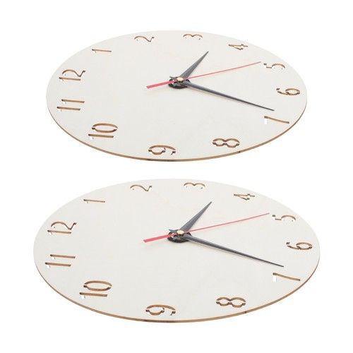 DIY Wooden Clock Face with Hands Set Reusable Beige Blank Dial for Crafts