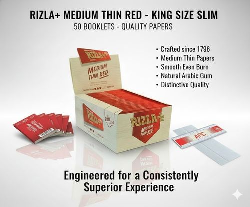 RIZLA RED KING SIZE KS MEDIUM THIN GENUINE CIGARETTE ROLLING PAPERS 1 5 10 25 50 — image 2