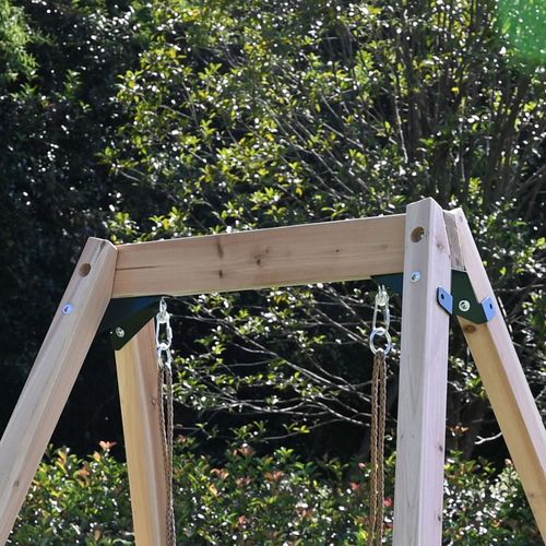 GALACTICA Outdoor Wooden Frame Single Plastic Swing, Garden Swing for Kids Play — image 5