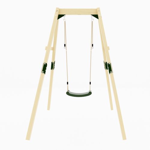 GALACTICA Outdoor Wooden Frame Single Plastic Swing, Garden Swing for Kids Play — image 2