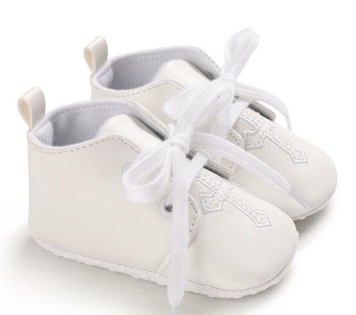 Newborn Christening Baby Boy Girl Pram Shoes Infant Soft Sole White Trainer 0-18
