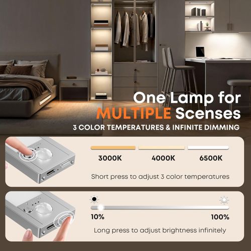 LROLTEF Under Cabinet Dimmable Wardrobe Motion Sensor Lights 3 Color 21cm — image 9