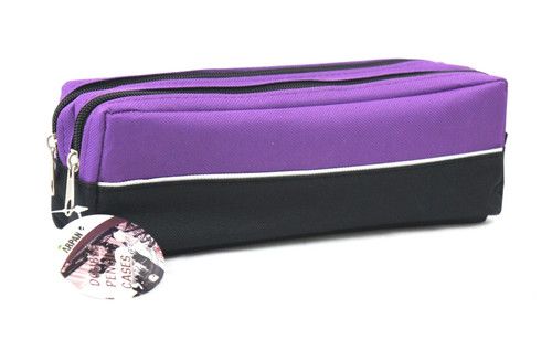 Large Double Zip Fabric Pencil Case - Ideal For School/College/Uni.- Make up Bag
