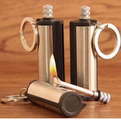 Metal Keyring Pocket Cigarette Lighter, Plain Silver Metal Design