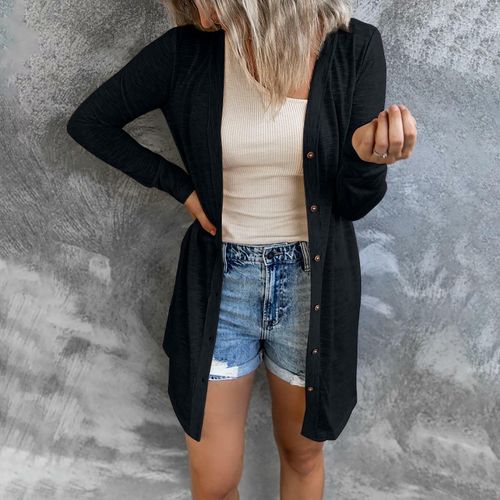 Womens Boyfriend Cardigan Ladies Long Sleeve Top Open Front Button Coat Outwear — image 1