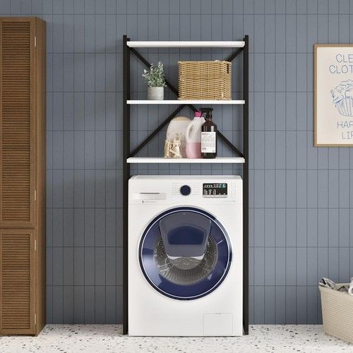 3 Tier Over Washing Machine Storage Shelf Bathroom Laundry Rack Unit - Walnut